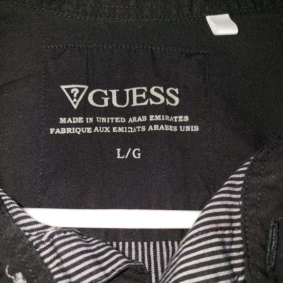 Mens Guess Striped Button Down Shirt with Pockets - Picture 7 of 8
